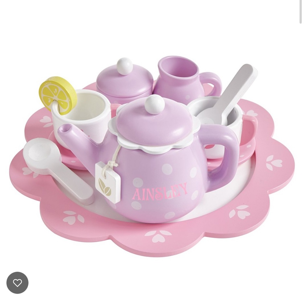 Wooden Pink and Purple Toy Tea Set